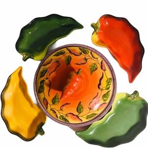6 pc Clay Art Chili Fiesta  Tortilla Warmer